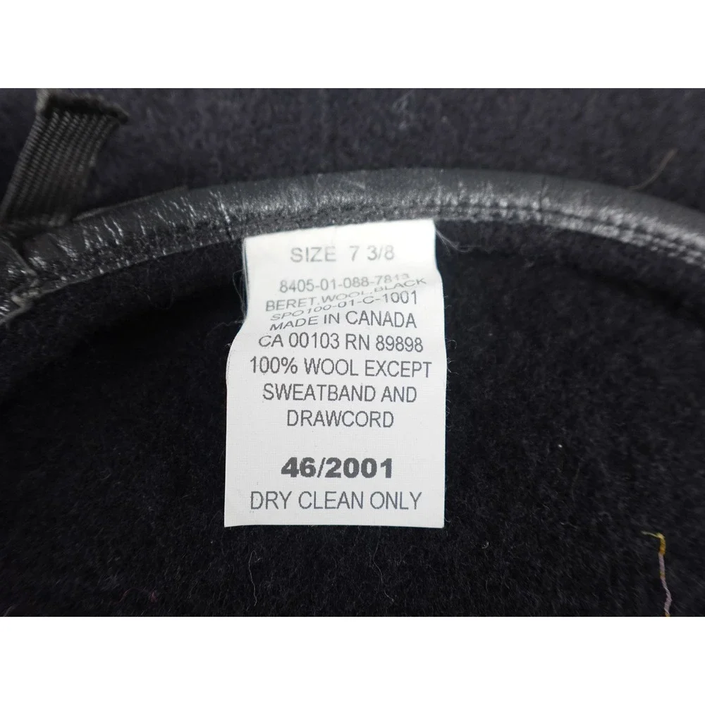 Military Surplus Wool Beret Unisex 7 3/8 Black Blue Star Flash Patch
